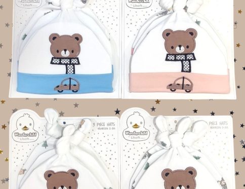 Newborn Baby Caps Pack of 3 (Multi-Color)